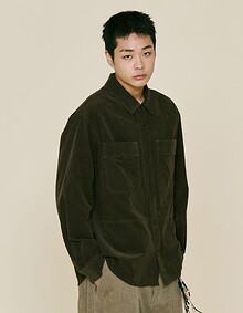 FAKE FLAP CORDUROY SHIRTS (KHAKI BROWN)