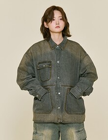 FADE DENIM WORK SHIRTS (SAND GREY)