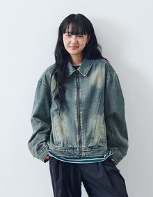 WASHED DENIM BLOUSON (INDIGO)
