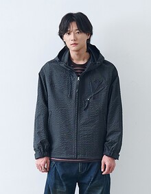 DOUBLE DIAGONAL WIND JUMPER (CHECK NAVY)
