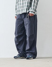 NYLON WIDE EASY PANTS (NAVY)