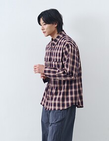 GARMENT WASHED COMFY SHIRTS (NAVY CHECK)