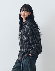 CHECK HOODY SHIRTS (BLACK)