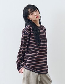 STRIPE LONG SLEEVE T-SHIRT (CHARCOAL)