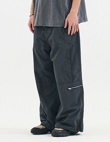 NYLON UTILITY STRING WIDE PANTS (NAVY)