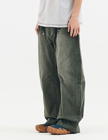 VINTAGE WASH CARPENTER CURVED PANTS(KHAKI)