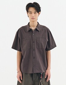 2PK S/S COMFY SEMI CROP SHIRTS (DARK BROWN)