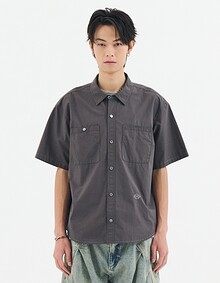2PK S/S COMFY SEMI CROP SHIRTS (CHARCOAL)