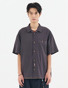 WASHED CAMP COLLAR SHIRTS (CHARCOAL)