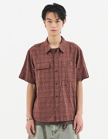 PIGMENT WASHED CHECK SHIRTS (BROWN)