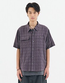 PIGMENT WASHED CHECK SHIRTS (GREY)