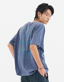 FADED BACK PRINT SYMBOL T-SHIRT (LIGHT NAVY)