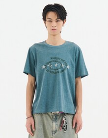 VINTAGE STAR SEMI CROPPED TEE (DARK MINT)