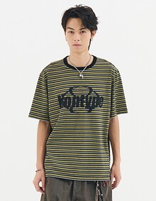 STRIPED LOGO GRAPHIC T-SHIRT (BLACK)