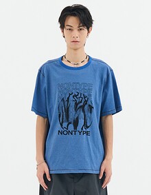 RETRO STRIPE CONTRAST STITCH TEE (BLUE)