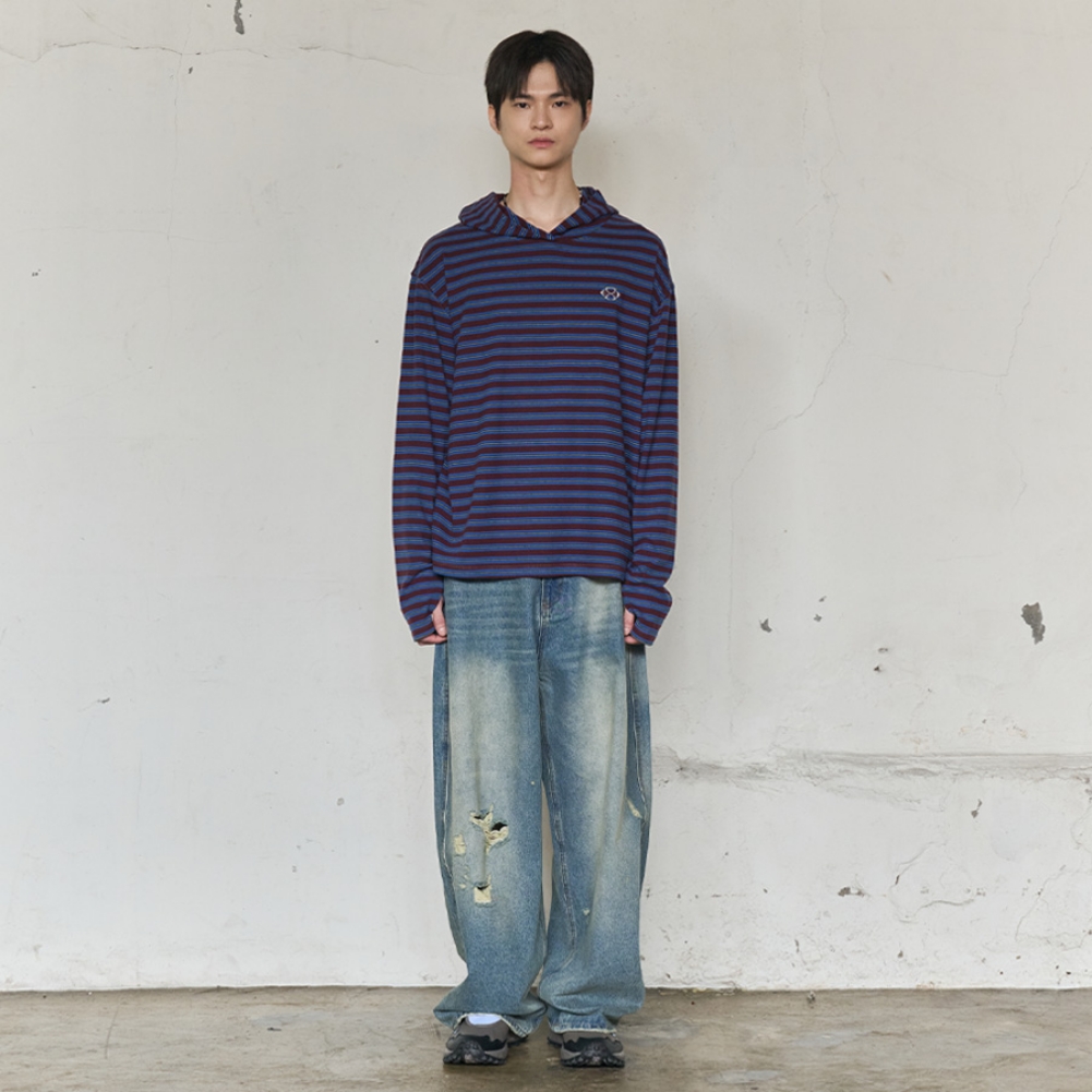 FADED TRACE DISTRESSED JEANS (BLUE)