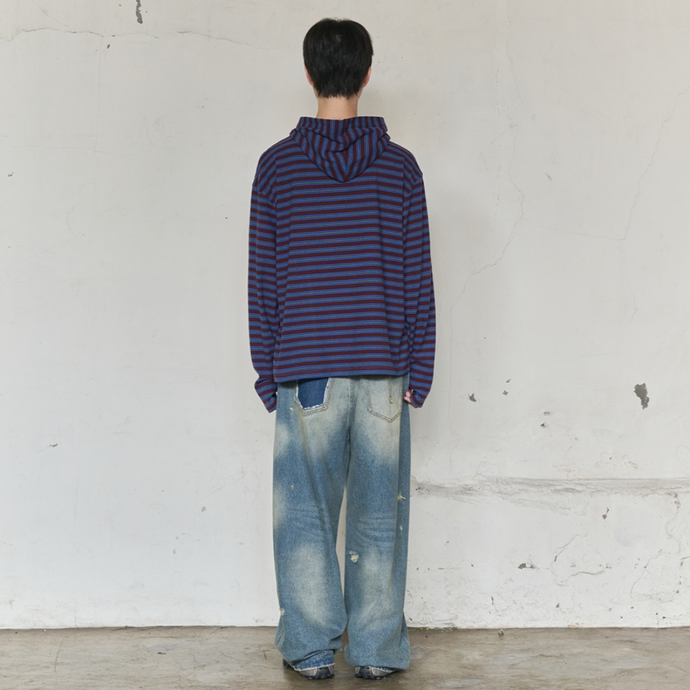 FADED TRACE DISTRESSED JEANS (BLUE)