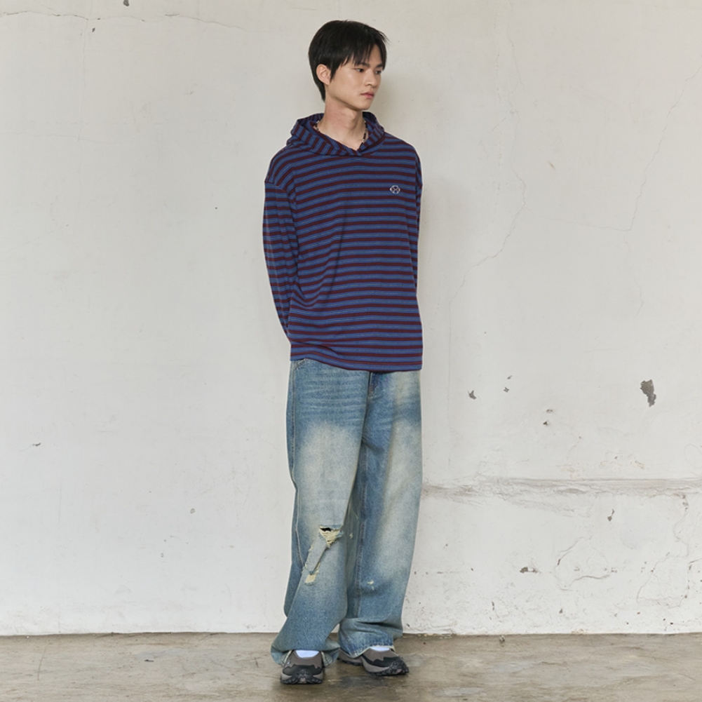 FADED TRACE DISTRESSED JEANS (BLUE)