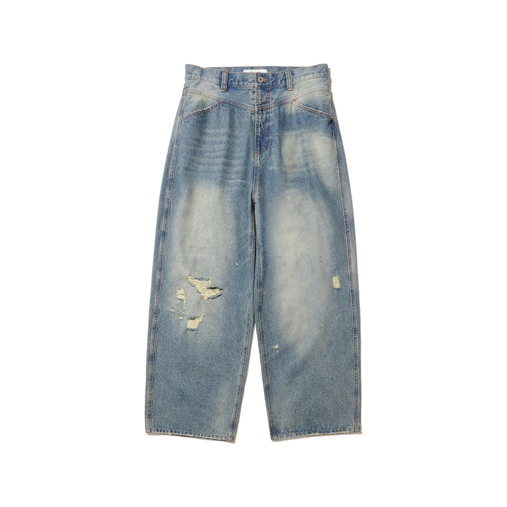 FADED TRACE DISTRESSED JEANS (BLUE)