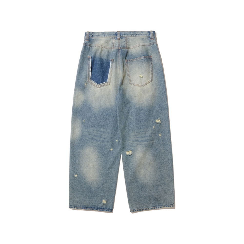 FADED TRACE DISTRESSED JEANS (BLUE)