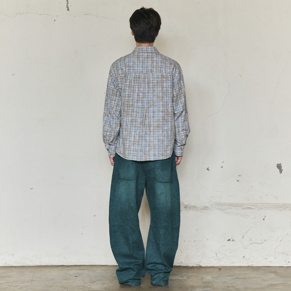 BROKEN TRACE CURVED CARPENTER JEANS (BLUE)