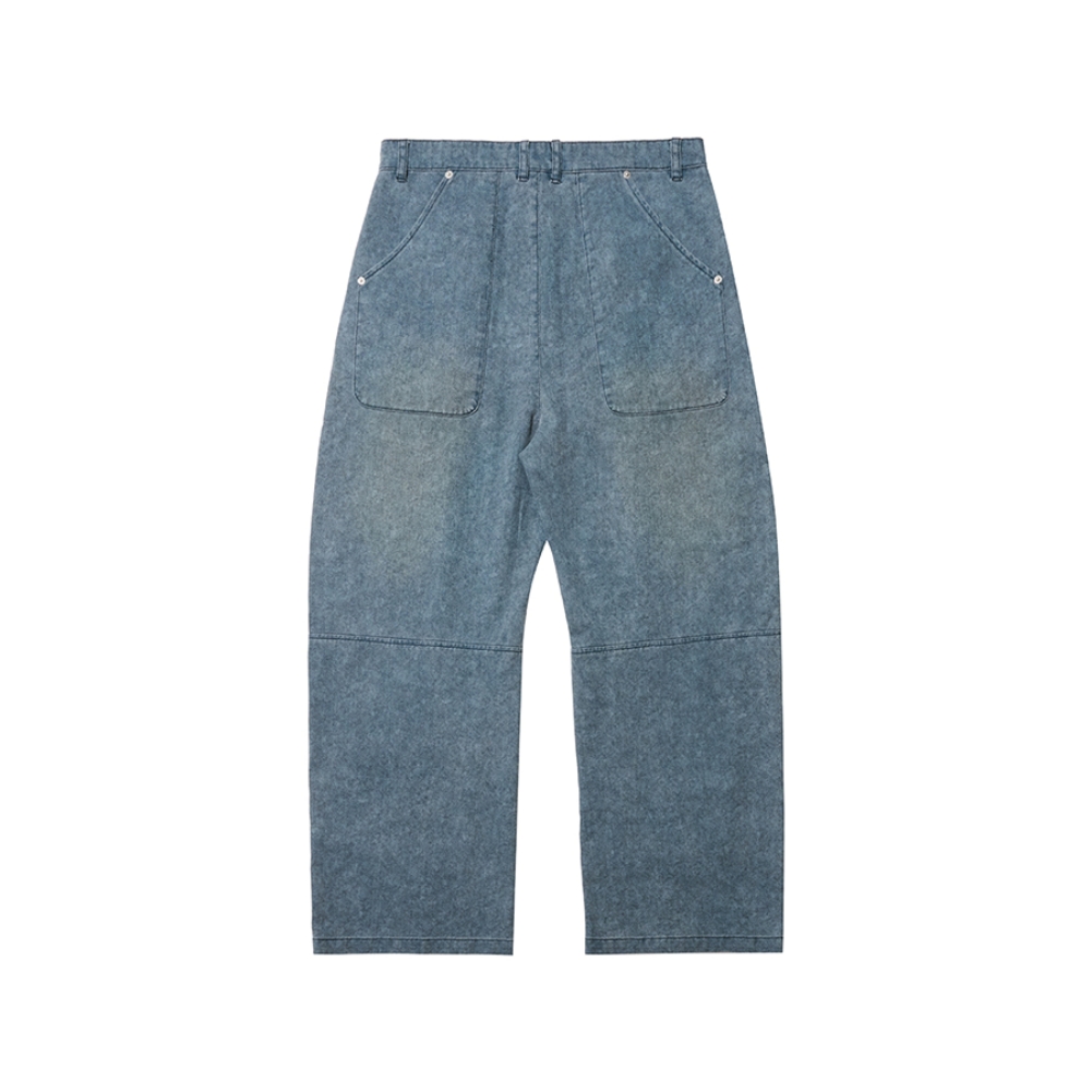BROKEN TRACE CURVED CARPENTER JEANS (BLUE)