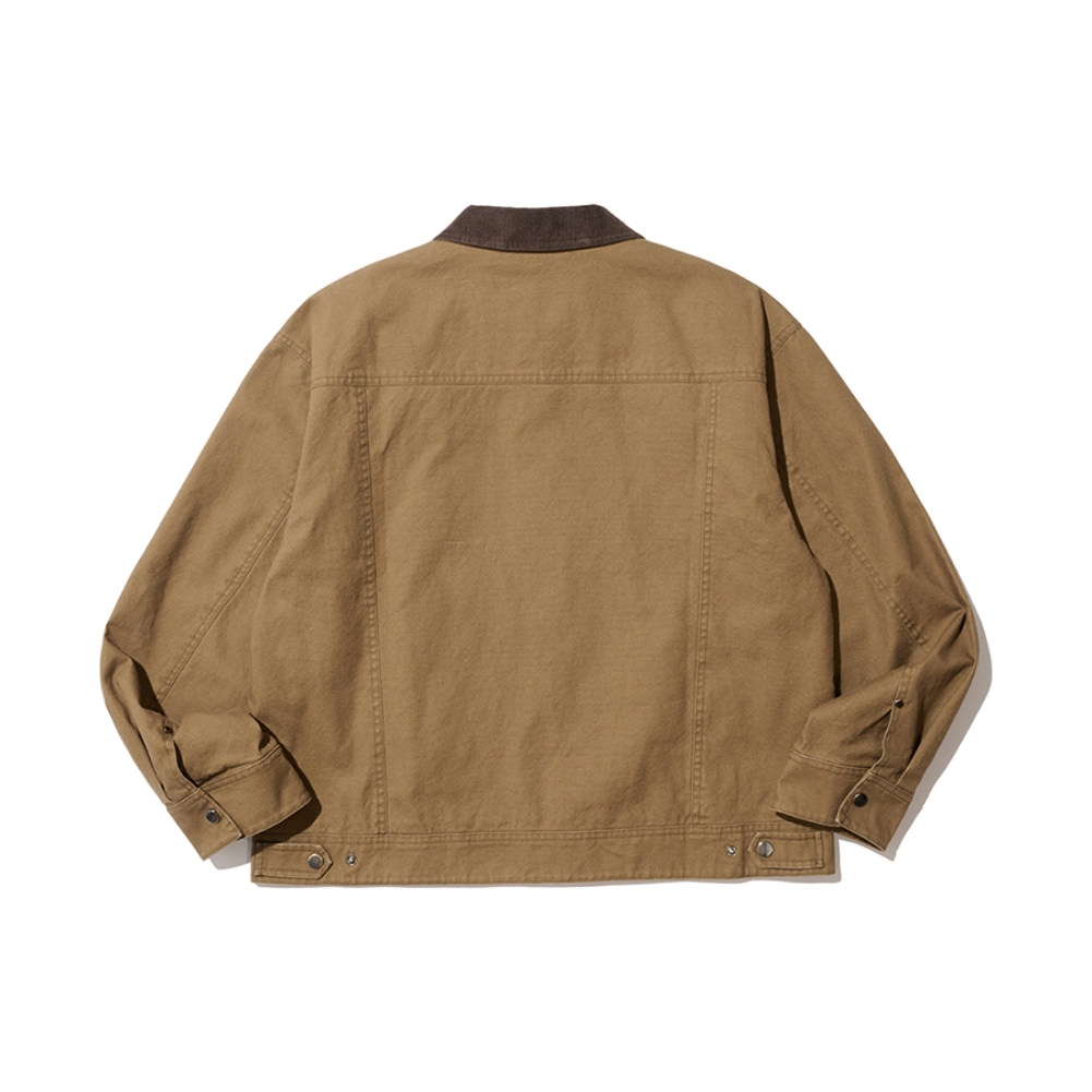 CORDUROY COLLAR CANVAS WORK JACKET (BROWN)