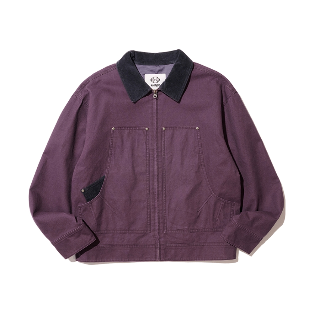 CORDUROY COLLAR CANVAS WORK JACKET (PURPLE)