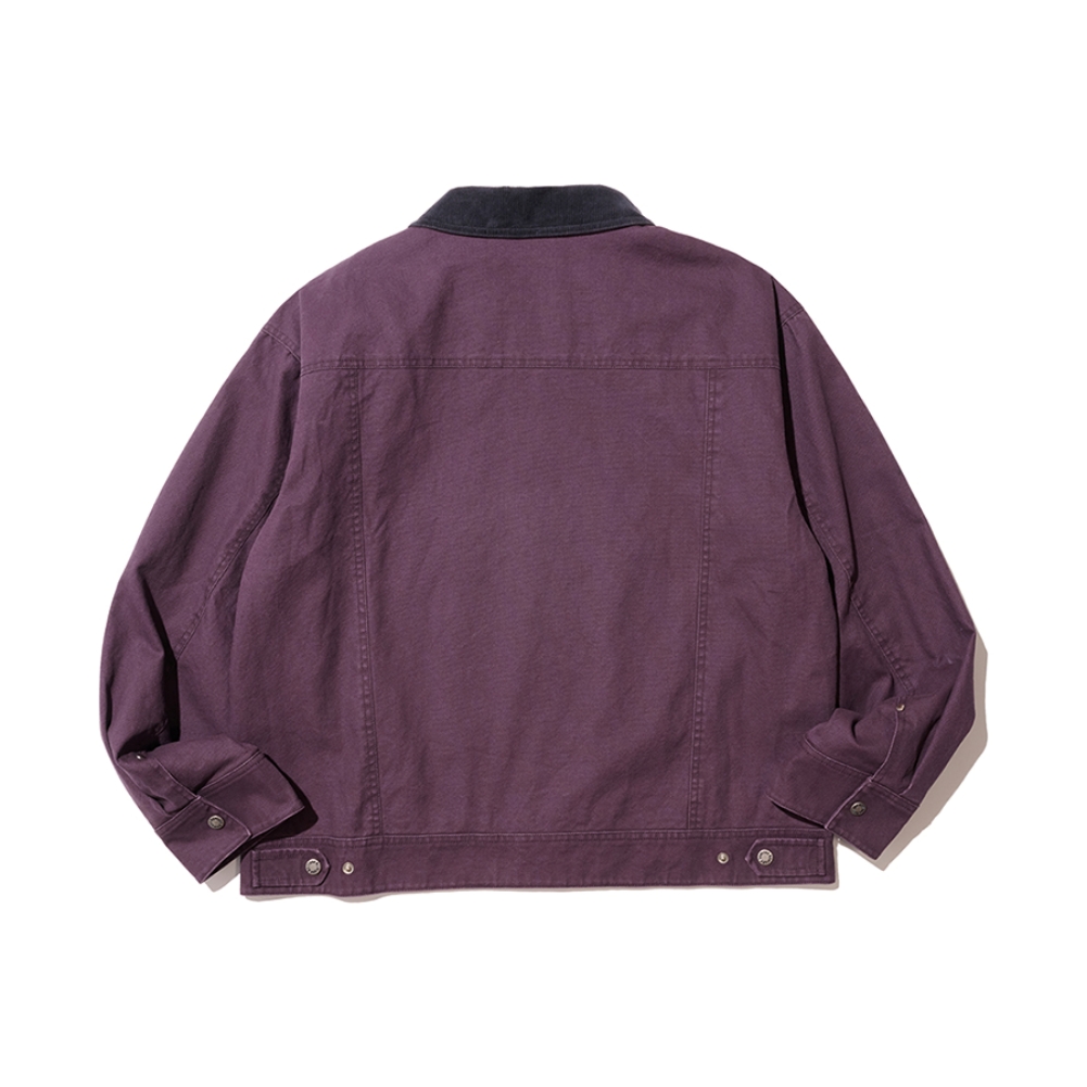 CORDUROY COLLAR CANVAS WORK JACKET (PURPLE)