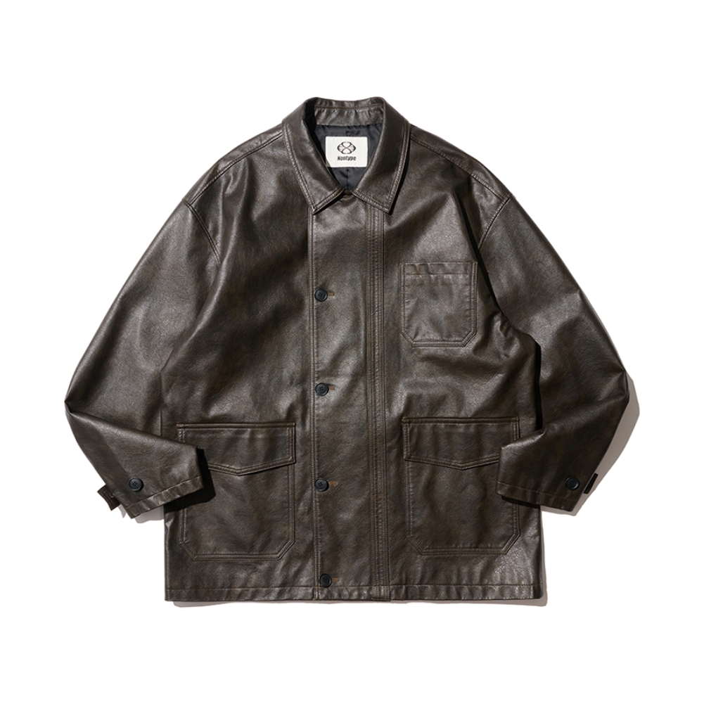 LEATHER WORK CAR COAT (DARK BROWN)