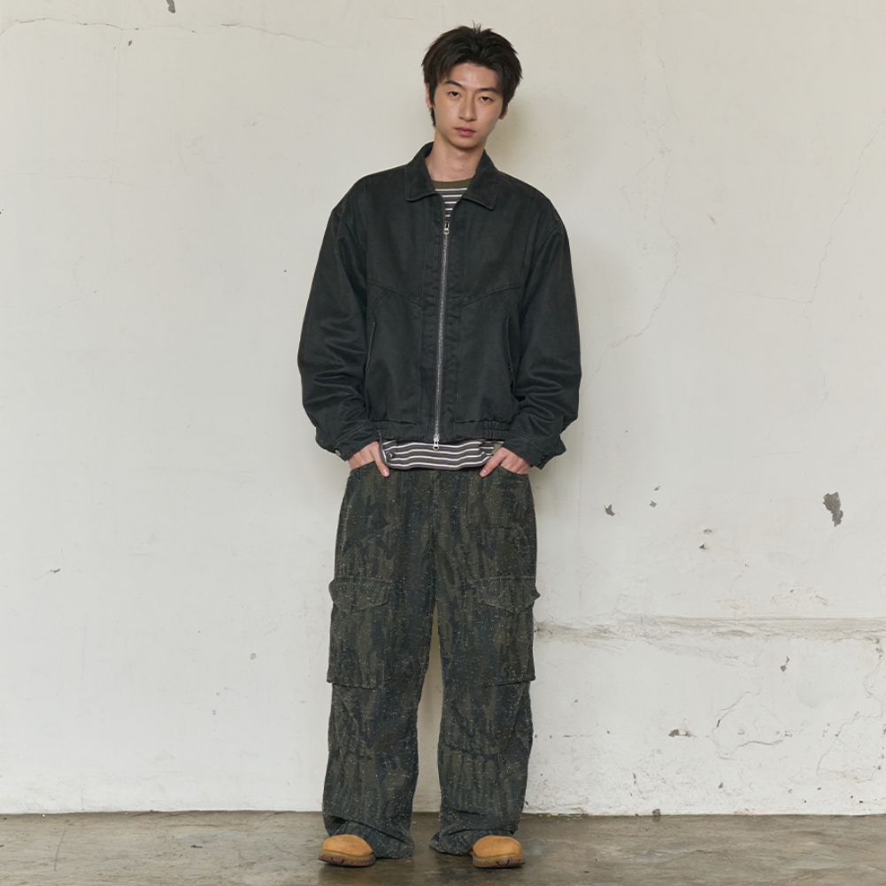 FADED WORK BLOUSON JACKET (CHARCOAL)