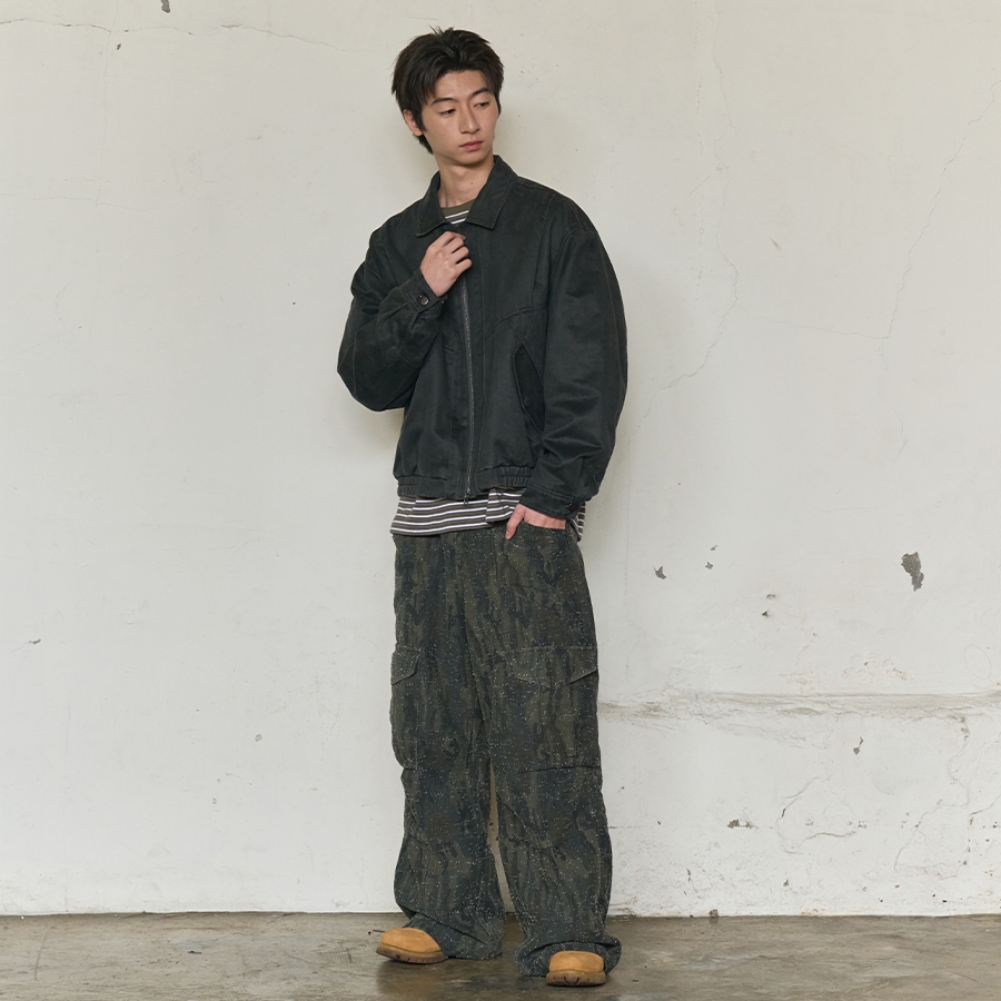 FADED WORK BLOUSON JACKET (CHARCOAL)