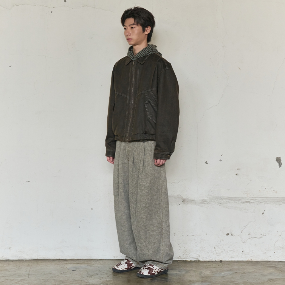 FADED WORK BLOUSON JACKET (BROWN)