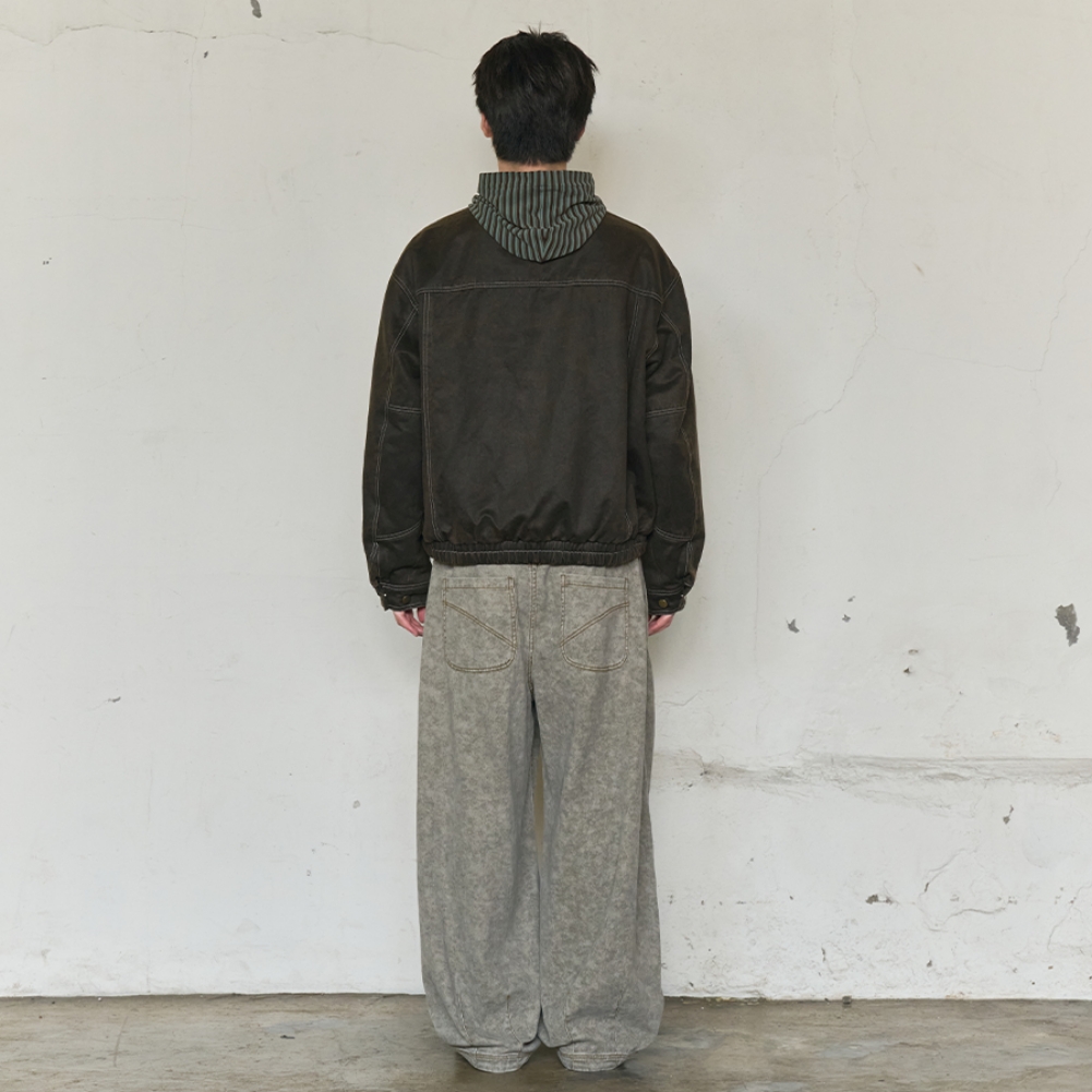 FADED WORK BLOUSON JACKET (BROWN)