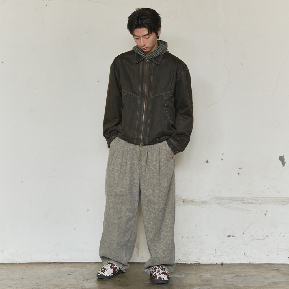 FADED WORK BLOUSON JACKET (BROWN)