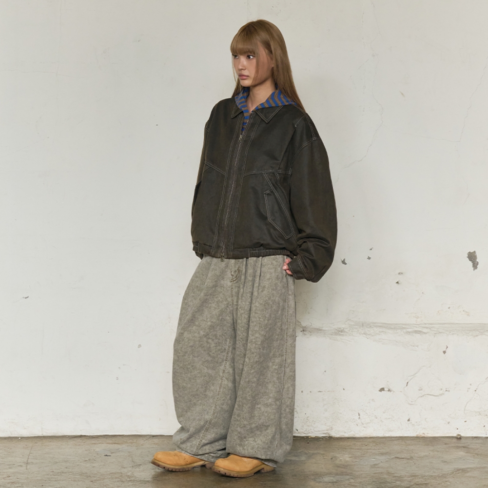 FADED WORK BLOUSON JACKET (BROWN)