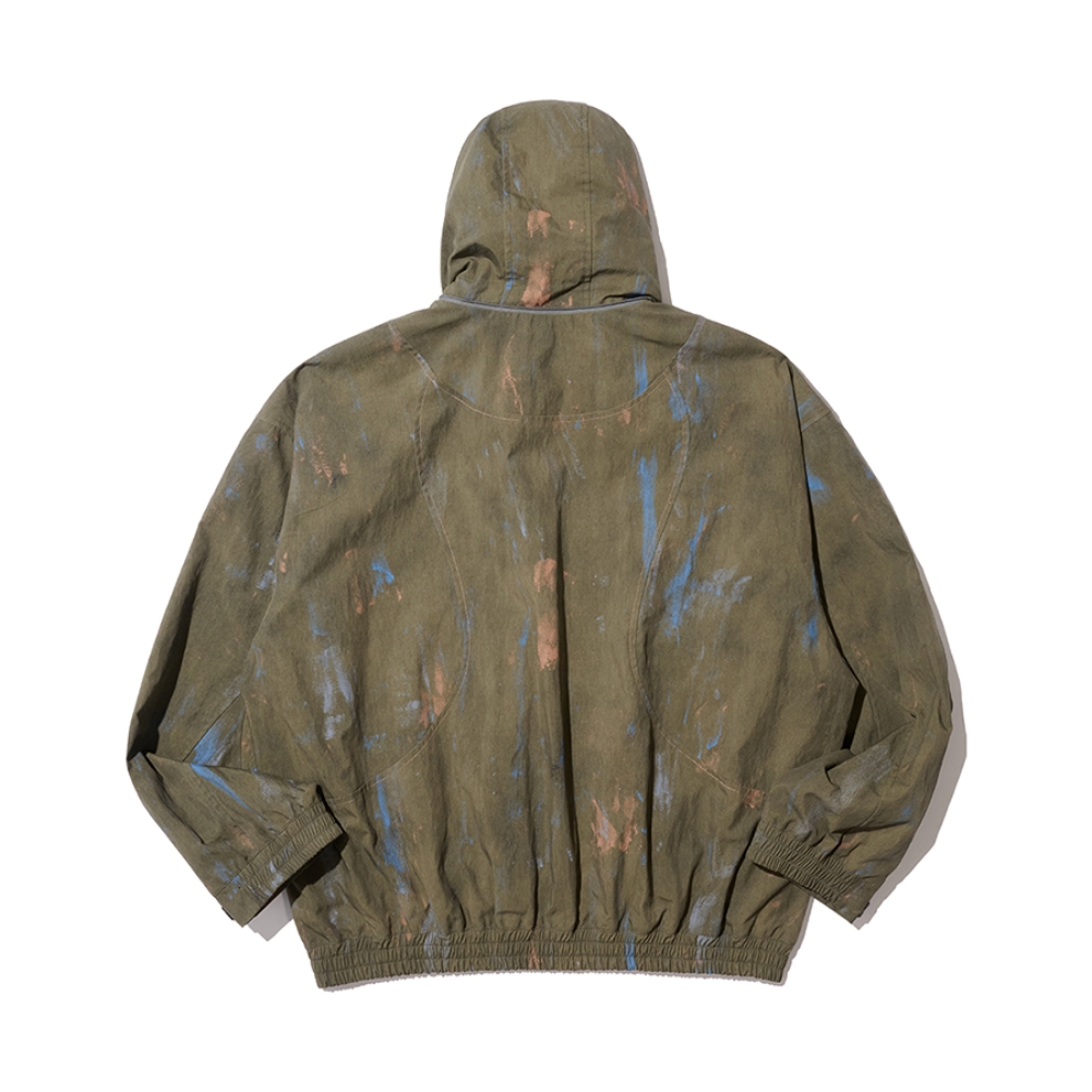 PAINT SPLATTER HOODED ZIP WINDBREAKER (KHAKI)