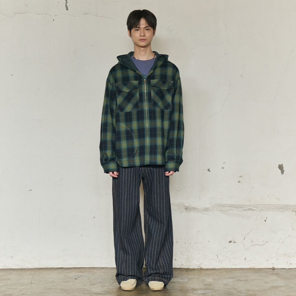 2PK CHECK HOODED JACKET (GREEN)