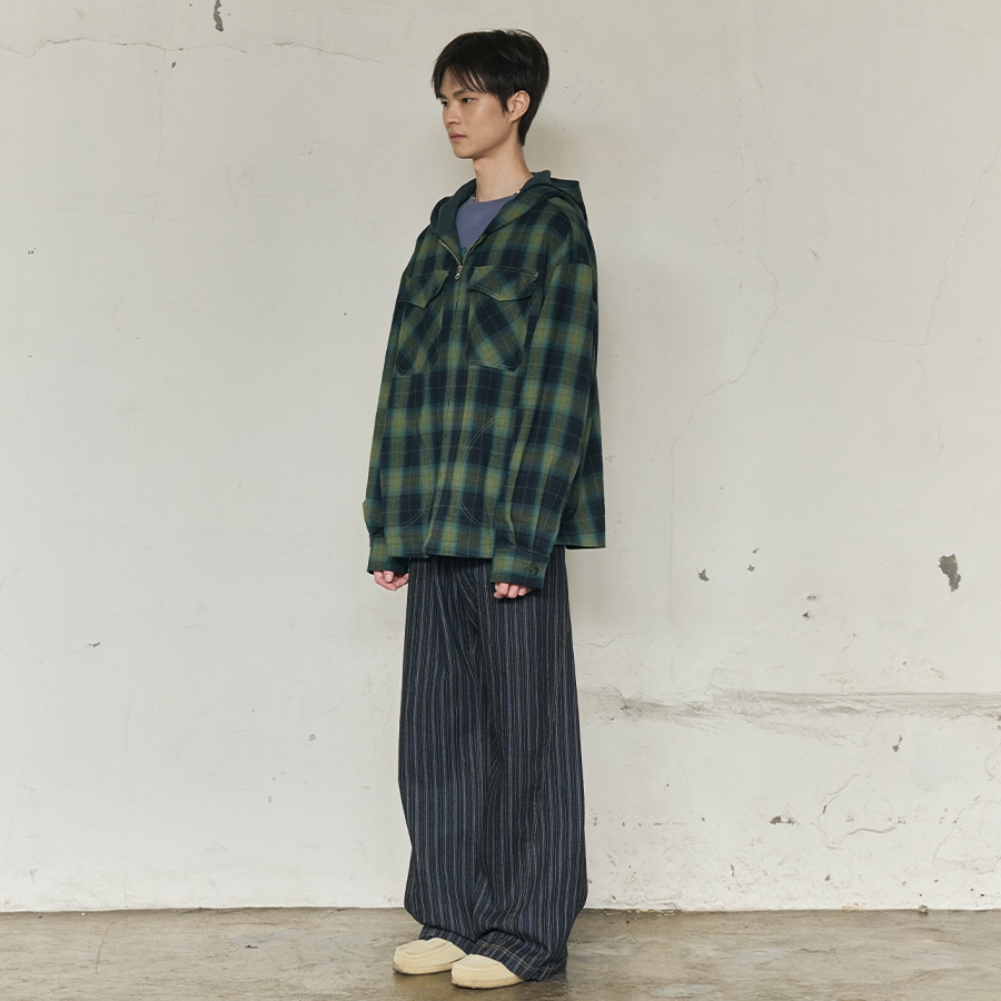 2PK CHECK HOODED JACKET (GREEN)