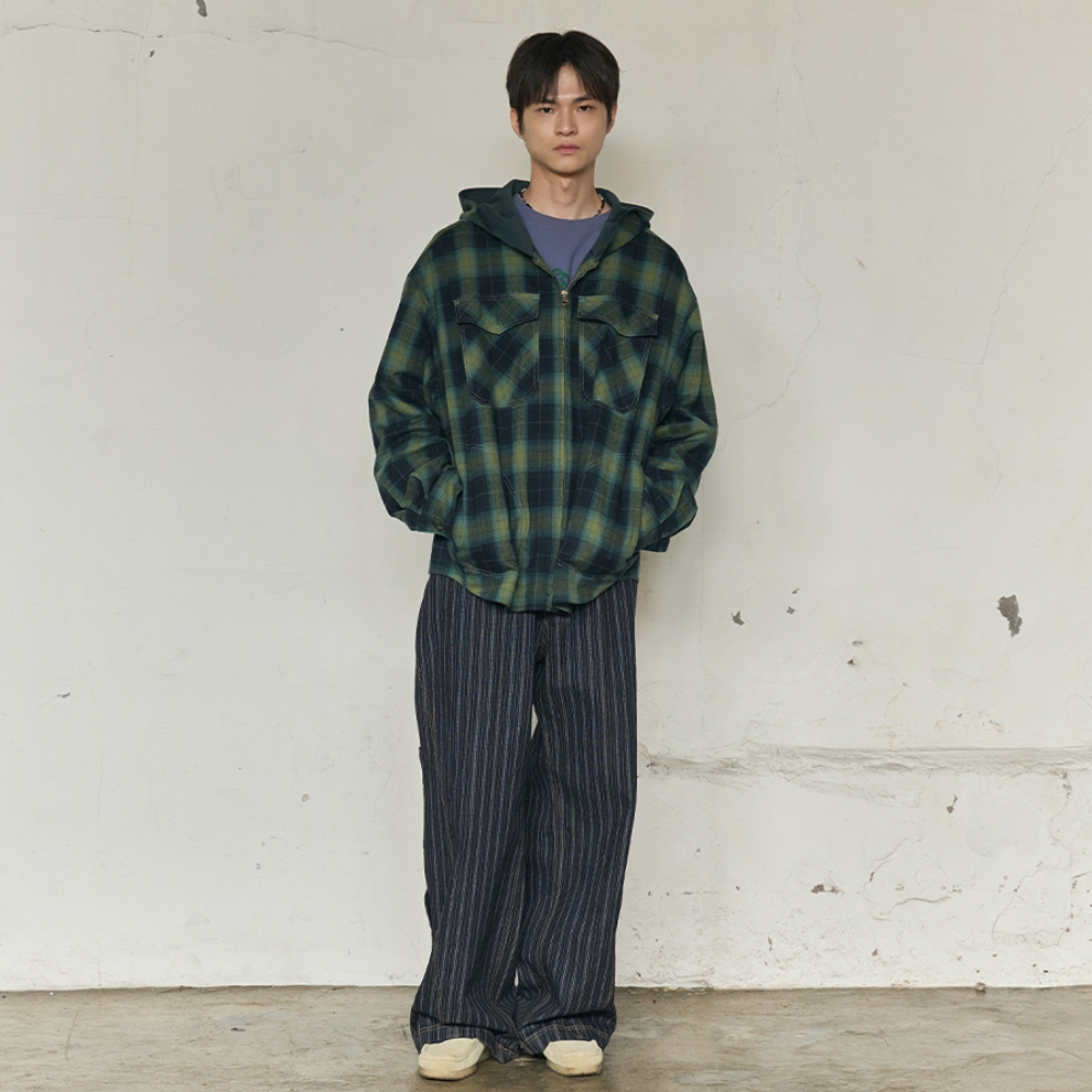 2PK CHECK HOODED JACKET (GREEN)