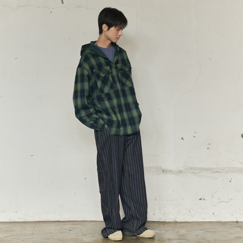 2PK CHECK HOODED JACKET (GREEN)