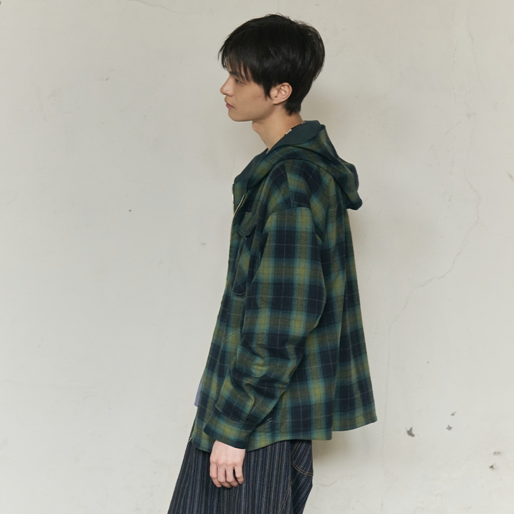 2PK CHECK HOODED JACKET (GREEN)