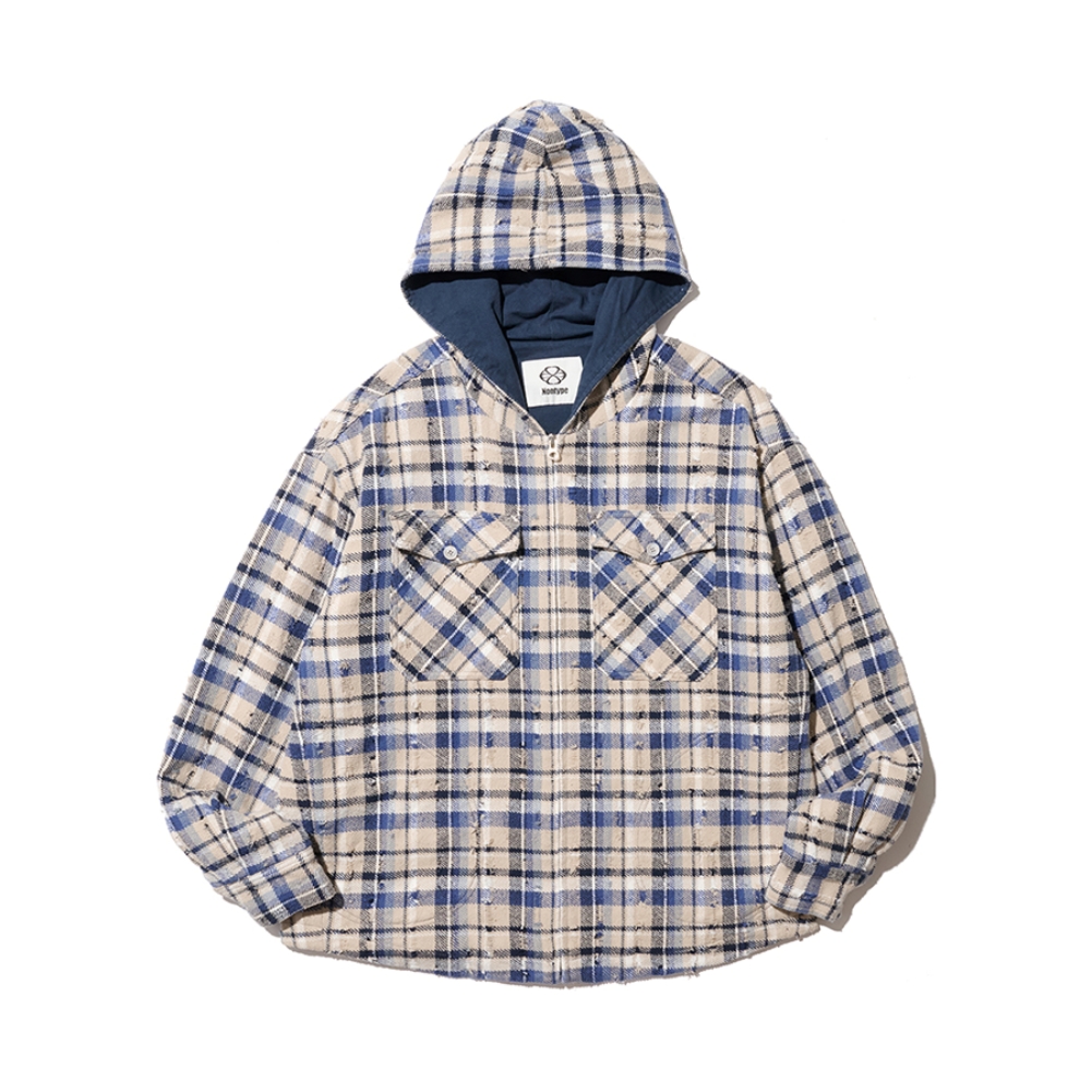 2PK CHECK HOODED JACKET (BLUE)