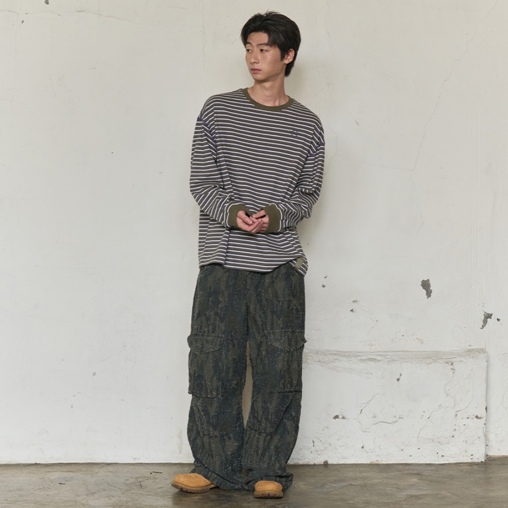 MULTI POCKET CAMO CARGO PANTS (KHAKI)