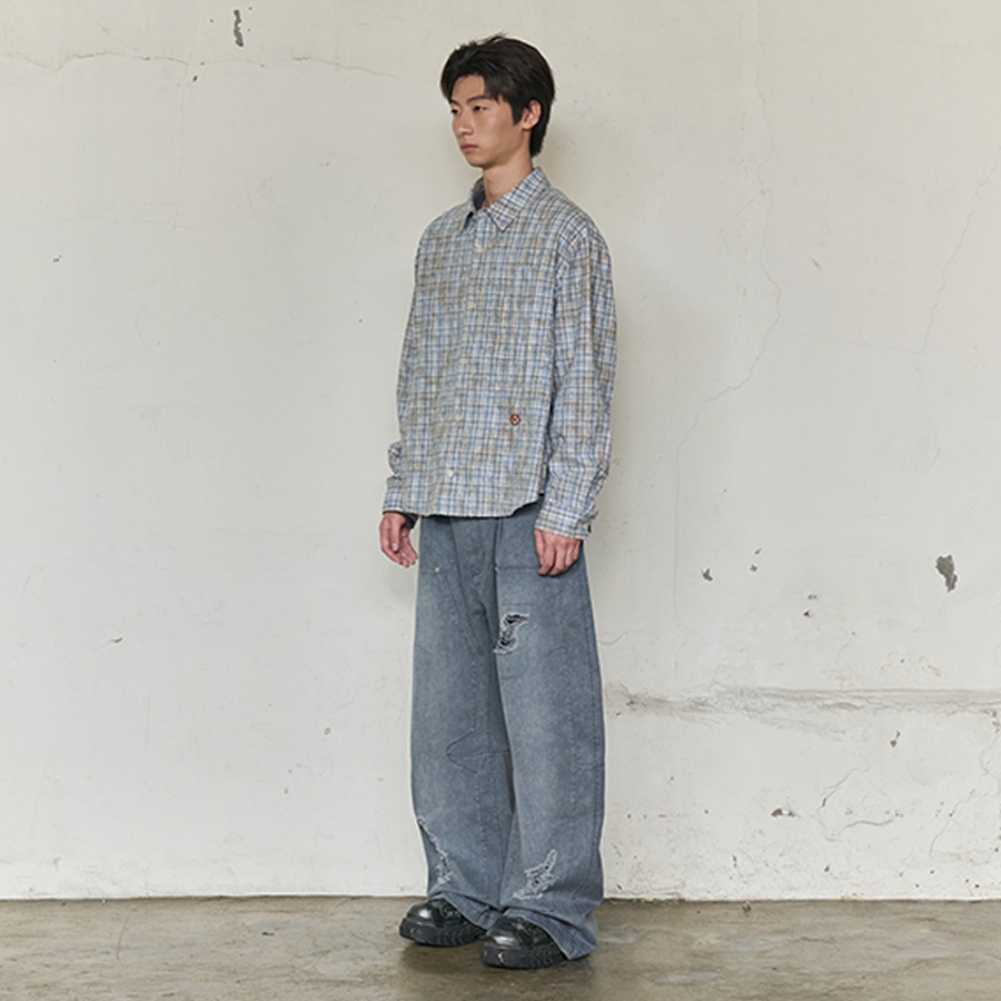 VINTAGE CLOUDE PLAID SHIRT (BLUE)