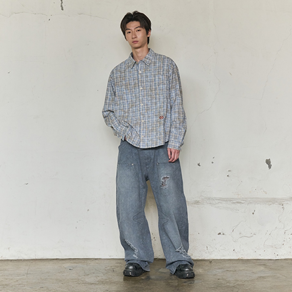 VINTAGE CLOUDE PLAID SHIRT (BLUE)