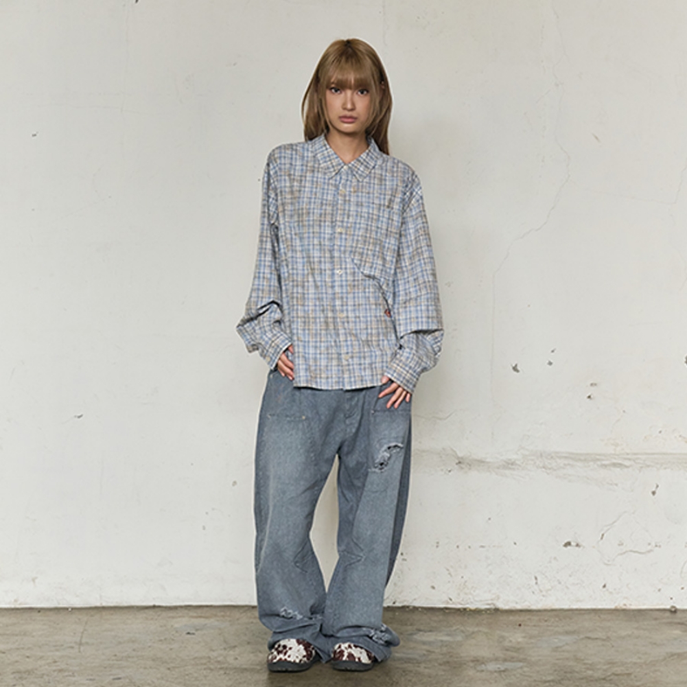 VINTAGE CLOUDE PLAID SHIRT (BLUE)
