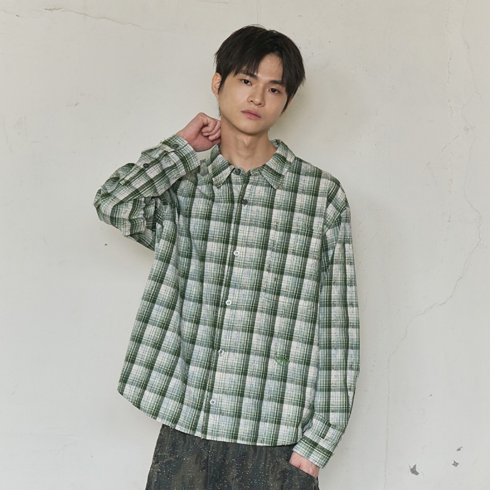 VINTAGE CLOUDE PLAID SHIRT (GREEN)