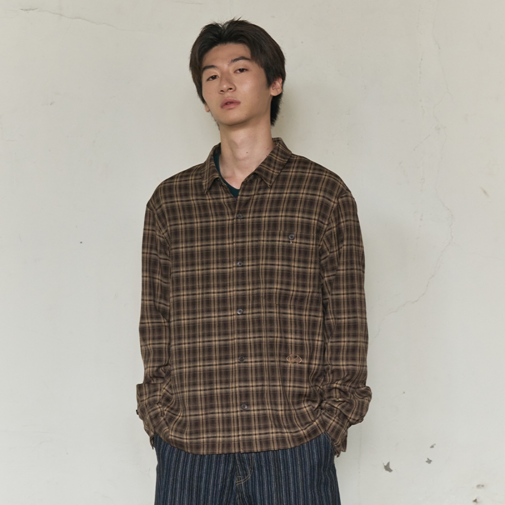 AFTERIMAGE CHECK SHIRT (BROWN)