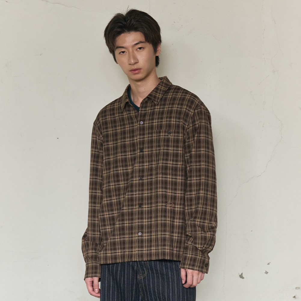 AFTERIMAGE CHECK SHIRT (BROWN)